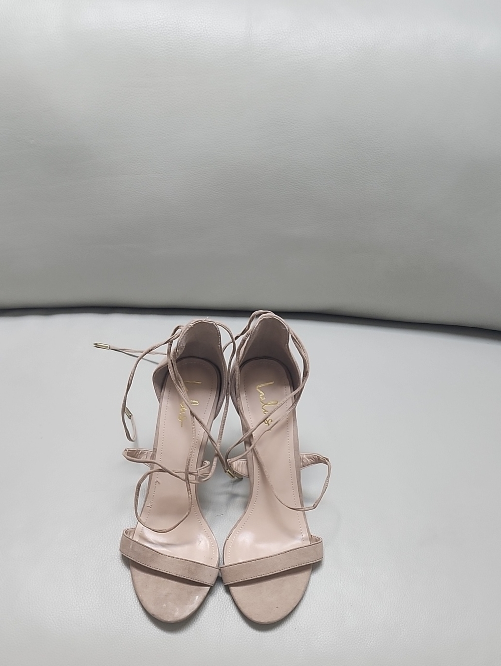 Lulu's Lace-Up Ankle Strap Heels in Blush